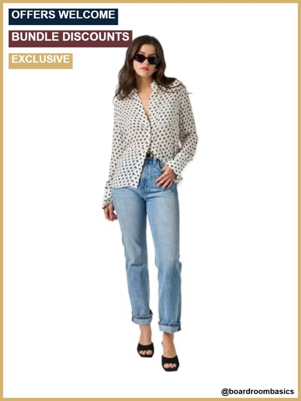 Silk Polka Dot Button Down Shirt Long Sleeve Collared Tunic